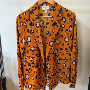 3.1 Phillip Lim Orange and Blue Leopard Print Blazer